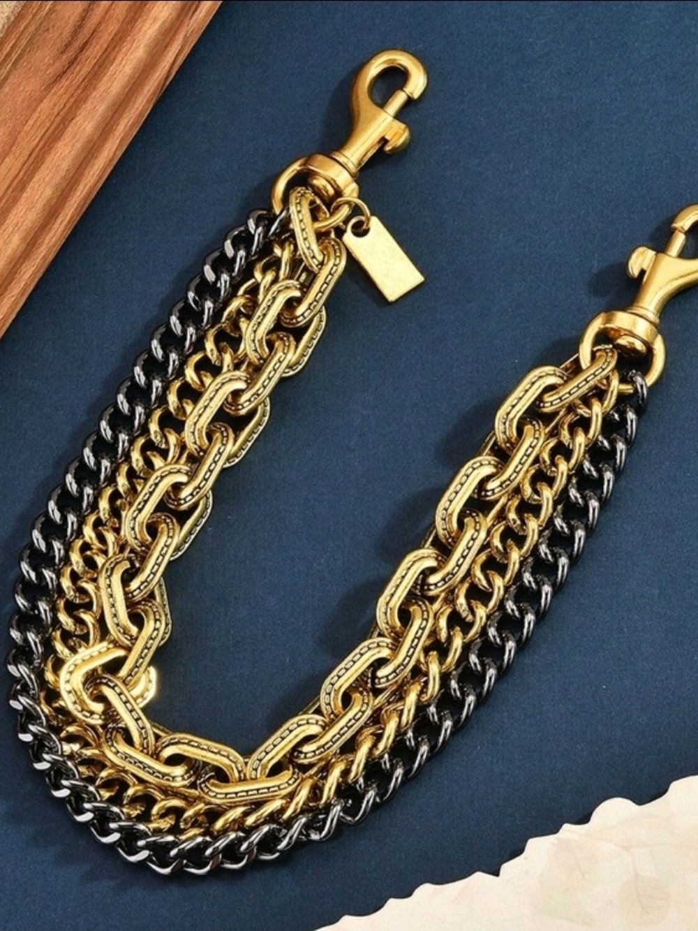 Gold & Black Multi-Bag Chain Statement